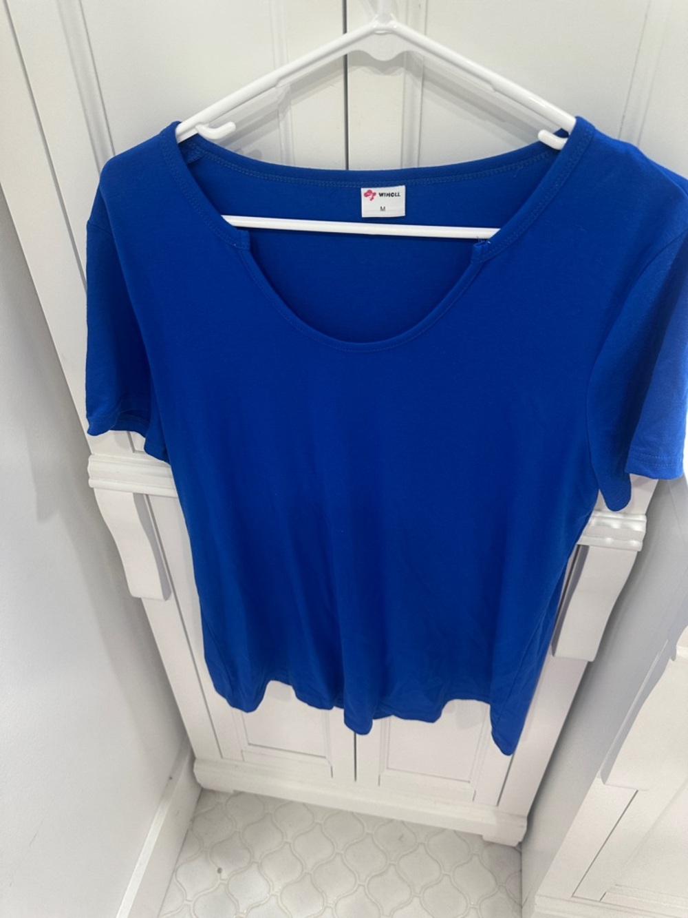 Blue Scoop Neck Short Sleeve Tee by White+